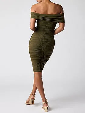 Jackie Ruched Mesh Dress