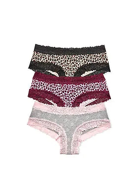3-Pack PINK Winkâ¢ Lace-Trim Cheeky Panties